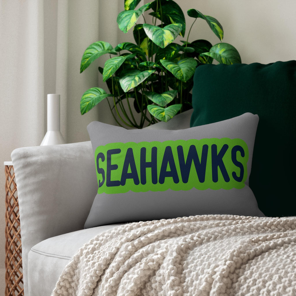 Seahawks Throw Pillow - Navy & Green Football Fan Cushion, Game Day Home Décor, Sports Gift
