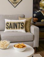 Saints Throw Pillow - Black & Gold Football Fan Cushion, Game Day Home Décor, Sports Gift