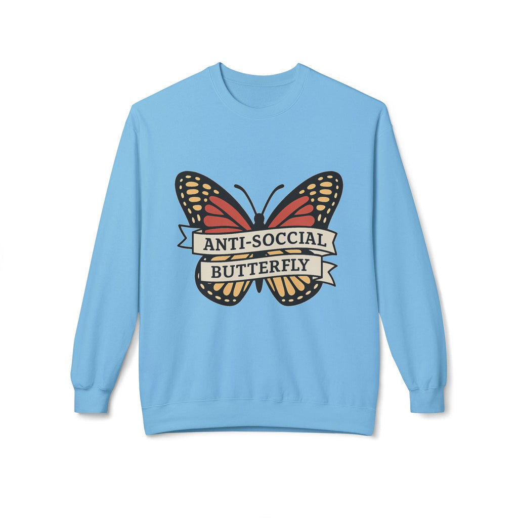 Anti-Social Butterfly Crewneck Sweatshirt | Funny Gift, Casual Wear, Graphic Sweatshirt, Cozy Loungewear, Unique Design
