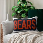 Bears Throw Pillow - Orange & Navy Football Fan Decor, Game Day Cushion, Sports Team Gift