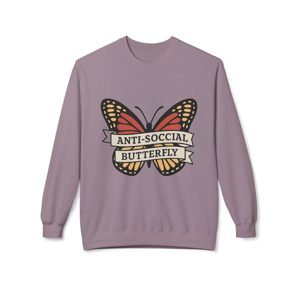 Anti-Social Butterfly Crewneck Sweatshirt | Funny Gift, Casual Wear, Graphic Sweatshirt, Cozy Loungewear, Unique Design