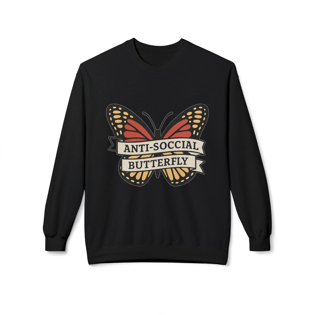 Anti-Social Butterfly Crewneck Sweatshirt | Funny Gift, Casual Wear, Graphic Sweatshirt, Cozy Loungewear, Unique Design